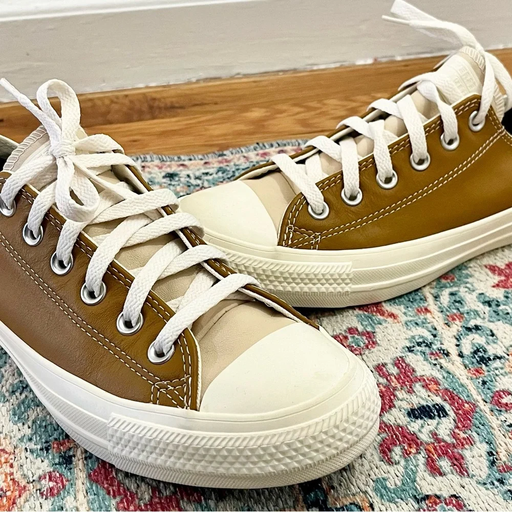 NEW- Custom Leather Converse Brown & Blush - Picture 1 of 5